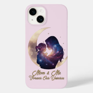 Coque Pour iPhone 14 Galaxie Maman & Enfant Silhouette Art Lunaire
