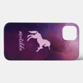 Coques Case-Mate iPhone Galaxie spatiale unicorne fun moderne violet (Verso (horizontal))