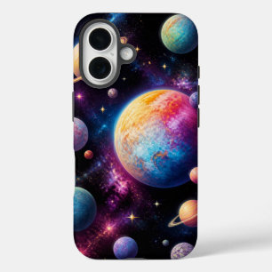 Coques iPhone 16 Galaxie vibrante de l'espace Planètes colorées