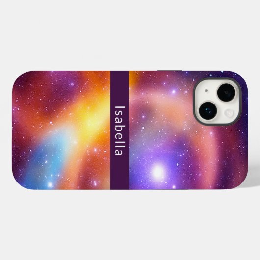 Coques Case-Mate iPhone Galaxy Abstrait Stars Gaz cosmiques Votre nom (Verso (horizontal))