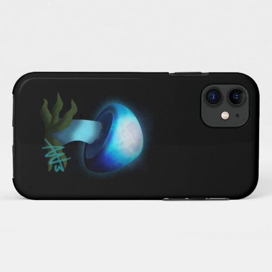 Coques Case-Mate iPhone Galaxy Shiitake brillant bleu clair champignons (Dos (Horizontal))