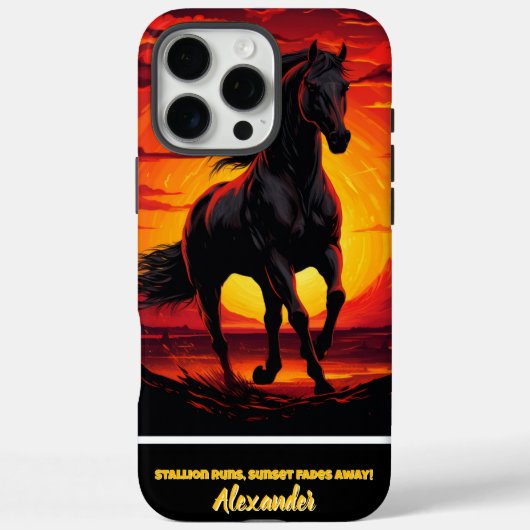 Coques Case-Mate iPhone Galeries de chevaux noirs au coucher du soleil (Verso)