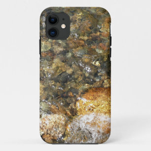 Coque iPhone 11 Galets brun et gris usés par la rivière Abstrait n