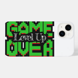 Coque Pour iPhone 14 Game Over, Level Up : Monde de jeu rétro pixelisé