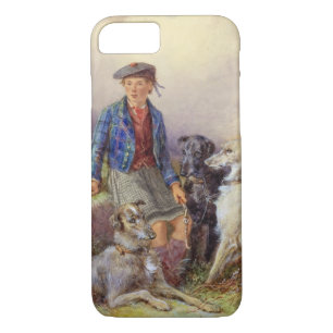 Coque Case-Mate Pour iPhone Garçon écossais avec des chiens-loup dans un
