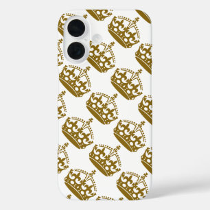 Coques iPhone 16 Garde ton calme et continue Couronne dorée sur fon