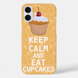 iPhone 16 Plus Case GARDER CALME ET Manger Cupcakes Coral Damask
