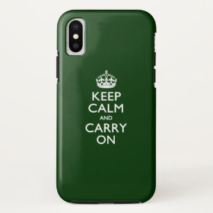 Coque Pour iPhone XS GARDER LE CALME ET PORTER SUR Forest Green