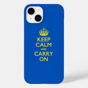 Coque Pour iPhone 14 GARDER SON CALME ET CONTINUER Décoration Bleue