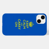 Coques Case-Mate iPhone GARDER SON CALME ET CONTINUER Décoration Bleue (Verso (horizontal))