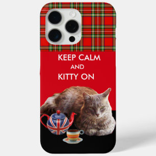 COQUE iPhone 15 PRO MAX GARDEZ CALME ET LA CUISINE SUR, TARTAN ROUGE TÊTE