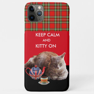 ETUI iPhone Case-Mate GARDEZ CALME ET LA CUISINE SUR, TARTAN ROUGE TÊTE