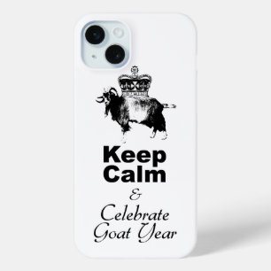 Coque iPhone 15 Mini Gardez le calme Célébrez l'année de la chèvre coqu
