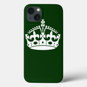 iPhone 13 Case Gardez le calme de la couronne sur le décor vert d