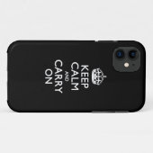 Coques Case-Mate iPhone GARDEZ LE CALME ET PORTEZ SUR LE Noir Solide (Dos (Horizontal))