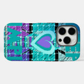 Coques Case-Mate iPhone Gardez-le simple : Cyan Heart & Clarity Art Motif (Verso (horizontal))