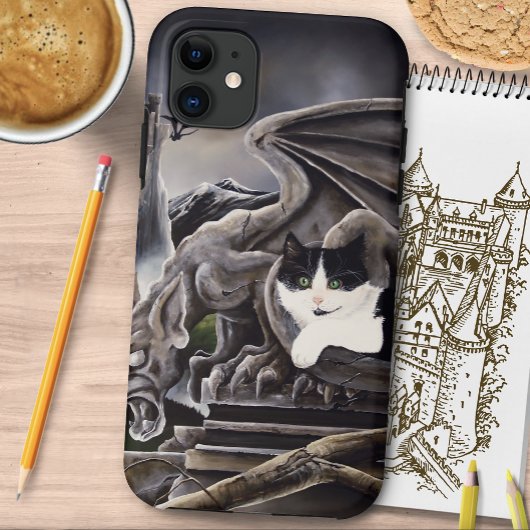 Coques Case-Mate iPhone Gargoyle noir blanc château