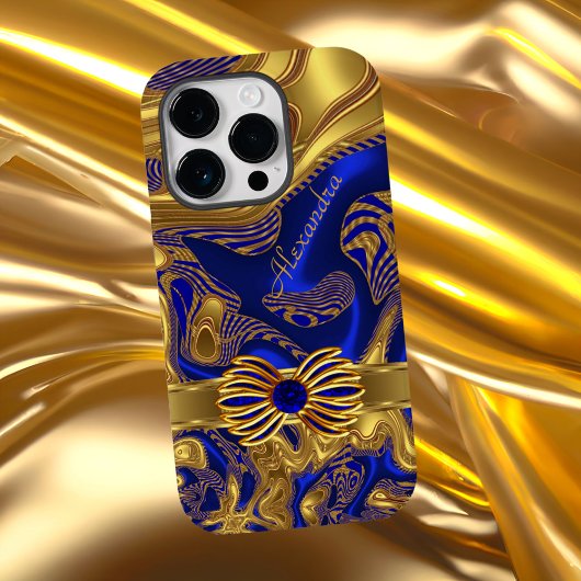 Coques Case-Mate iPhone Garniture élégante abstraite bleu or