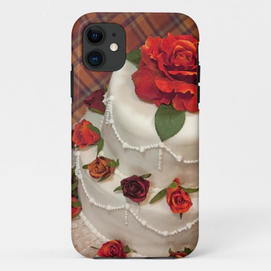 Coques Case-Mate iPhone Gâteau mariage aux roses rouges (Dos)