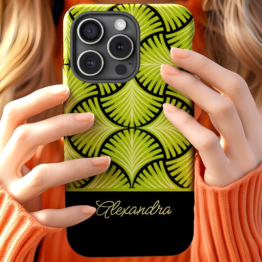 Coques Case-Mate iPhone Gatsby Palmiers Rétro Noir Vert Nom Script 1920