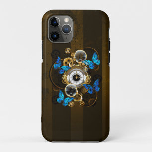 Case-Mate iPhone Case Gears of Steampunk and Blue Butterflies