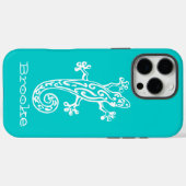 Coques Case-Mate iPhone Gecko reptile blanc & nom d'aqua (Verso (horizontal))