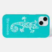 Coques Case-Mate iPhone Gecko reptile blanc & nom d'aqua (Verso (horizontal))