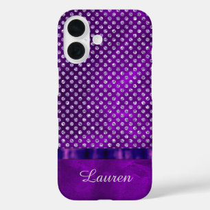 Coques iPhone 16 Gem d'argent royal pourpre personnalisé