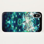 Coques Case-Mate iPhone Gem diamant brillant élégant noir turquoise (Dos (Horizontal))