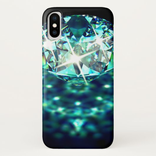 Coques Case-Mate iPhone Gem diamant brillant élégant noir turquoise (Dos)