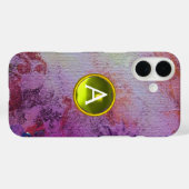 Coques Case-Mate iPhone GEM MONOGRAM ABSTRAIT jaune violet (Verso (horizontal))