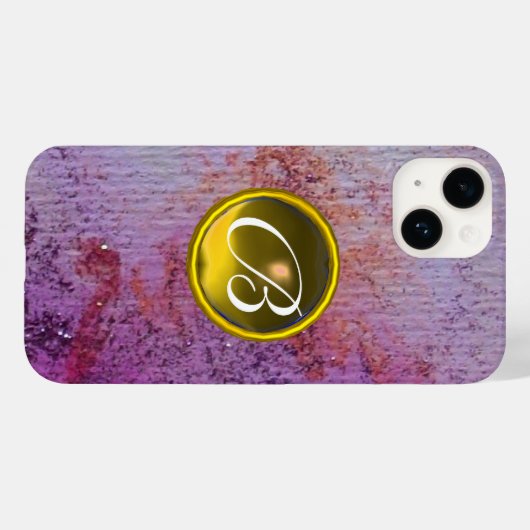 Coques Case-Mate iPhone GEM MONOGRAM ABSTRAIT jaune violet (Verso (horizontal))