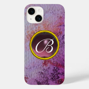 Coque Pour iPhone 14 GEM MONOGRAM ABSTRAIT violet