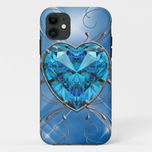 Coque Case-Mate Pour iPhone Gemme de cœur bleu