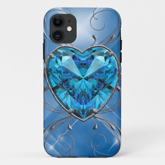 Coques Case-Mate iPhone Gemme de cœur bleu (Dos)