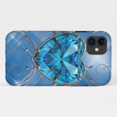 Coques Case-Mate iPhone Gemme de cœur bleu (Dos (Horizontal))