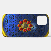 Coques Case-Mate iPhone GEMSTONE ROUGE MON Bleu Bleu CLAIR Damas (Verso (horizontal))