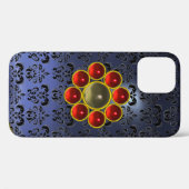 Coques Case-Mate iPhone GEMSTONE ROUGE MON Bleu noir Damas (Verso (horizontal))