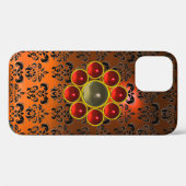 Coques Case-Mate iPhone GEMSTONE ROUGE MON Orange Black Damask (Verso (horizontal))