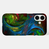 Coques Case-Mate iPhone Genèse Bleu Art Abstrait (Verso (horizontal))