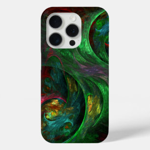 Coque iPhone 15 Pro Genesis Green Art Abstrait