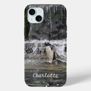 Coque iPhone 15 Mini Gentoo Penguin & Friends Waterfall Zoo Écosse