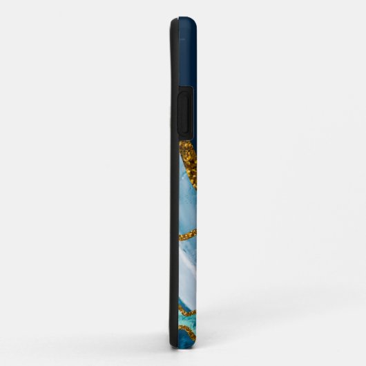 Coques Case-Mate iPhone Géode Agate Bleu et Or (Dos/Droite)