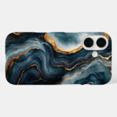 Coques Case-Mate iPhone Géode d'Agate avec or et marbre bleu marine (Verso (horizontal))