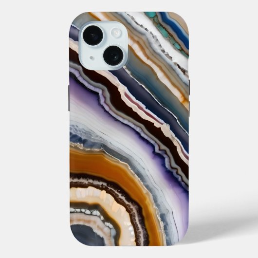 Coques Case-Mate iPhone Géode d'Agate de Terracotta Bleu noir Lilac (Verso)