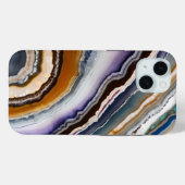 Coques Case-Mate iPhone Géode d'Agate de Terracotta Bleu noir Lilac (Verso (horizontal))
