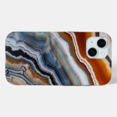 Coques Case-Mate iPhone Géode d'agate orange terre cuite blanc noir bleu (Verso (horizontal))