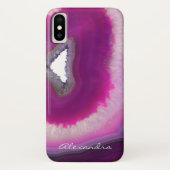 Coques Case-Mate iPhone Géode de géode monogramme violet (Dos)