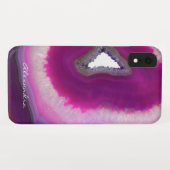 Coques Case-Mate iPhone Géode de géode monogramme violet (Dos (Horizontal))