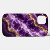 Coques Case-Mate iPhone Géode de marbre d'améthyste de luxe (Verso (horizontal))
